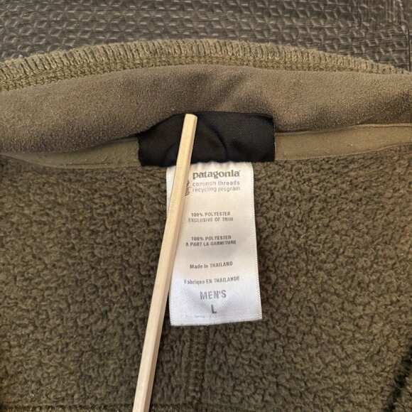Patagonia Mens Better Sweater 1/4 Zip Fleece Jacket Green Size Large w Hole - Picture 7 of 15